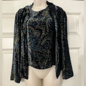 Tessuto Vintage Velvet Shell & matching Button Down Blouse Size Medium